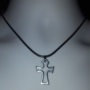 New Silver Cross with cord Open Cross BY BEAU DEFI